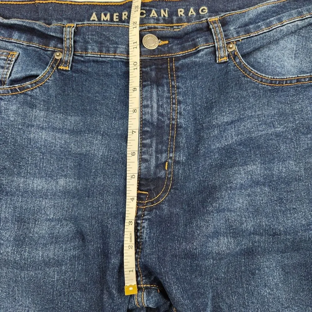American Rag Comfort Stretch Jeans Men 38x30 Distressed Whiskering Med/Dark Wash